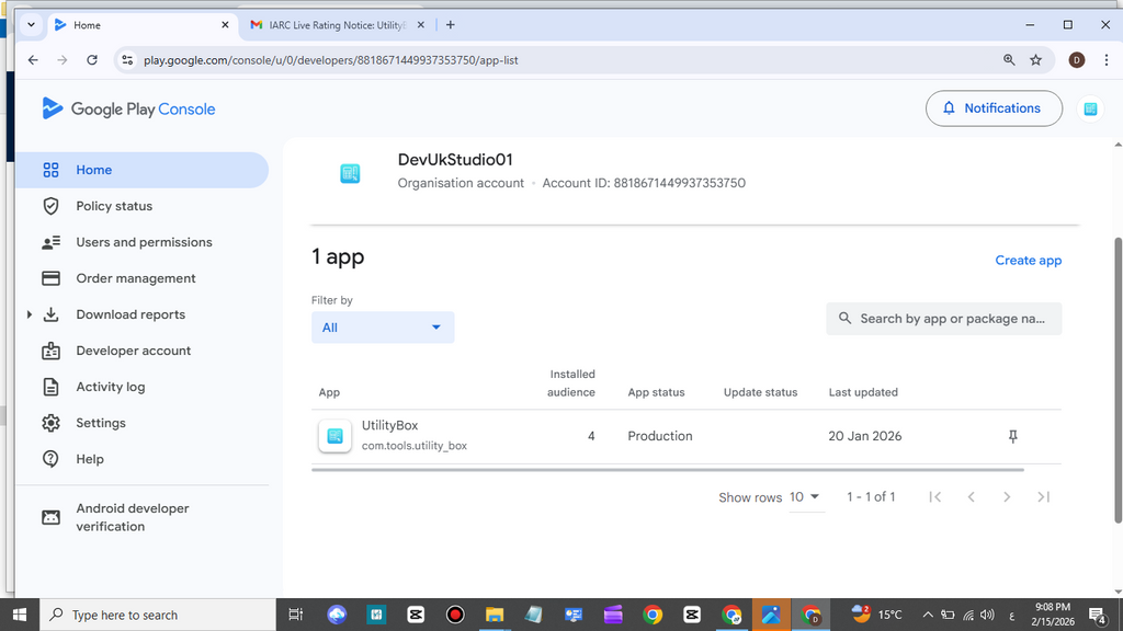 Premium UK Google Play Organization Account (2026) | Live Utility Box App Included | Fully Verified